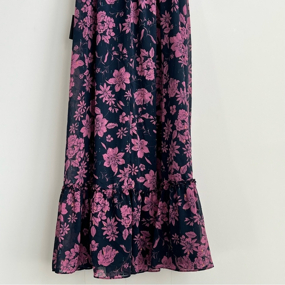 New Lulus Love and Blooms Navy Blue Floral Print Off The Shoulder maxi Dress - Picture 14 of 14